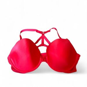 EUC Victoria's Secret 38D Lined Demi Front Close Red Racerback